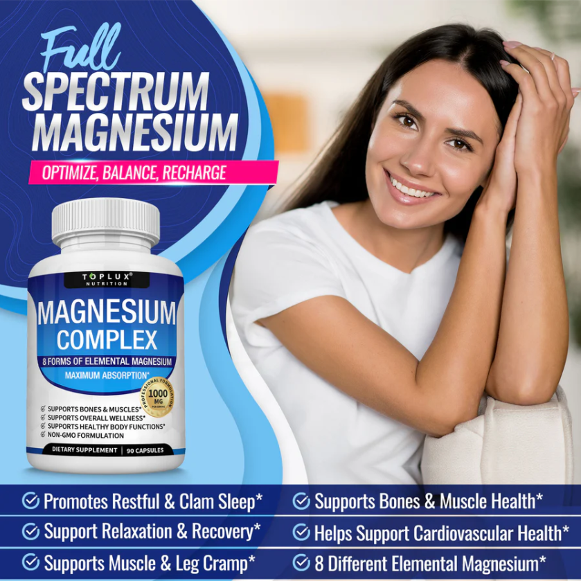 Toplux Magnesium Complex 8 Essential Magnesium Supplement 1000mg
